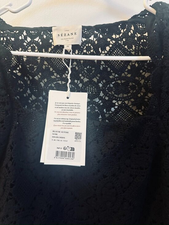 Sezane Alvere Blouse Black - Size 8 - Picture 3 of 6